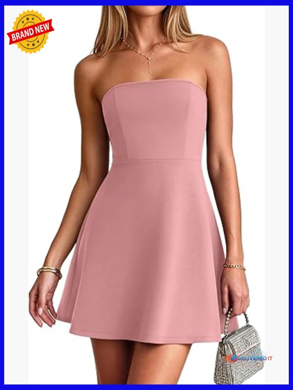 Strapless Mini A-Line Dress, Tube Top, Backless, High Waist, Summer Cocktail